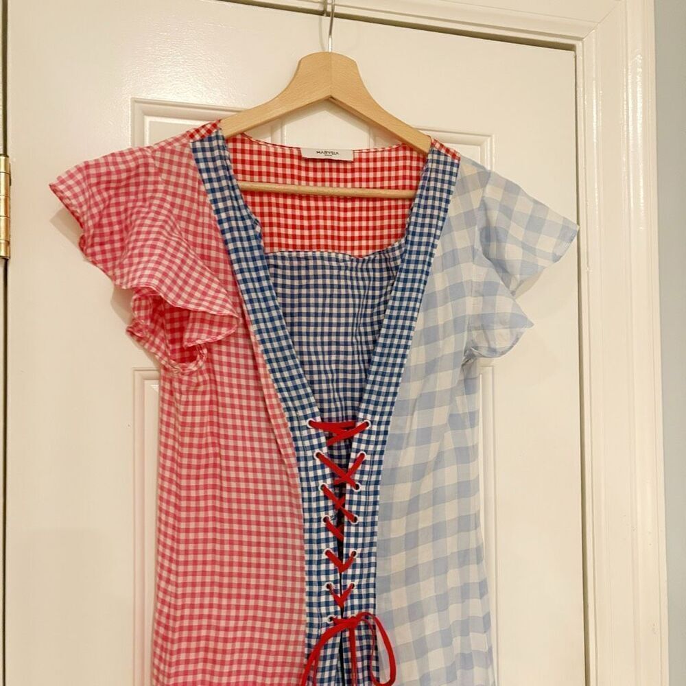 Marysia Resort Shelter Dress Gingham PrairieCore Cottagecore Size S Corset - Picture 8 of 10